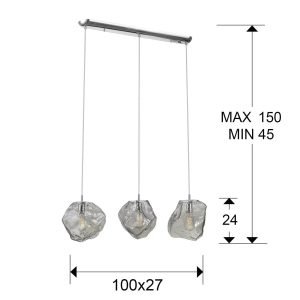 LAMPARA 3L·PETRA· CROMO E27