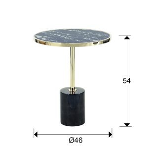 MESA AUX.·DEKALA·NEGRO/ORO Ø46