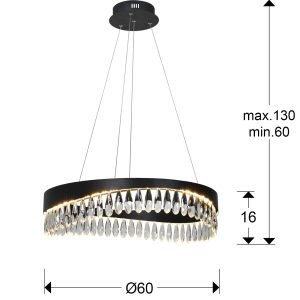 SELENE - LAMP Ø60 NEGRO-CRISTAL