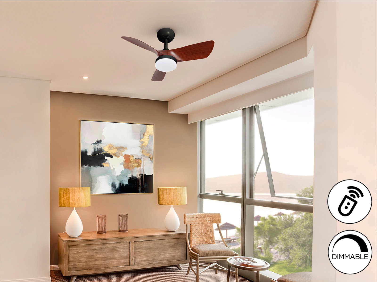 TROPIC- VENTILADOR NEGRO/NOGAL - Imagen 2