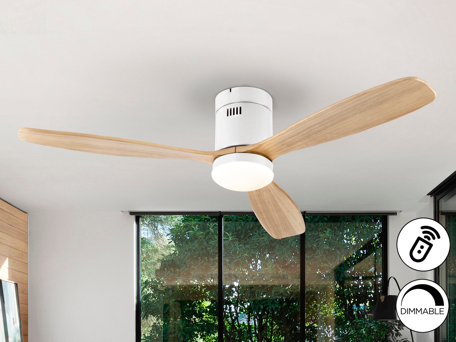 SIROCO-VENTILADOR BLANCO MADERA DIM