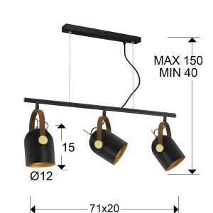 LAMPARA 3L·ADAME·NEGRO/ORO