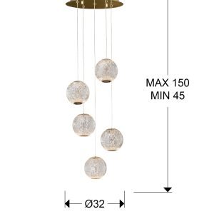 LAMPARA 5L LED·AUSTRAL·ORO Ø32
