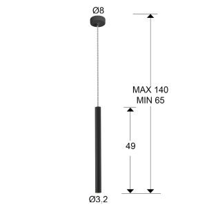 LAMPARA ·VARAS· NEGRO 1L