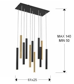 LAMPARA·VARAS·ORO/NEGRO 11L DIMABLE