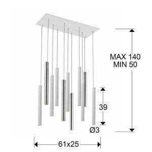 LAMPARA·VARAS·CROMO/BLANCO 11L