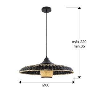 FIJI- LAMP PAPEL TRENZADO NEGRO/NAT