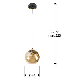 DARK-LAMPARA 1L 20D NEGRO-LATON