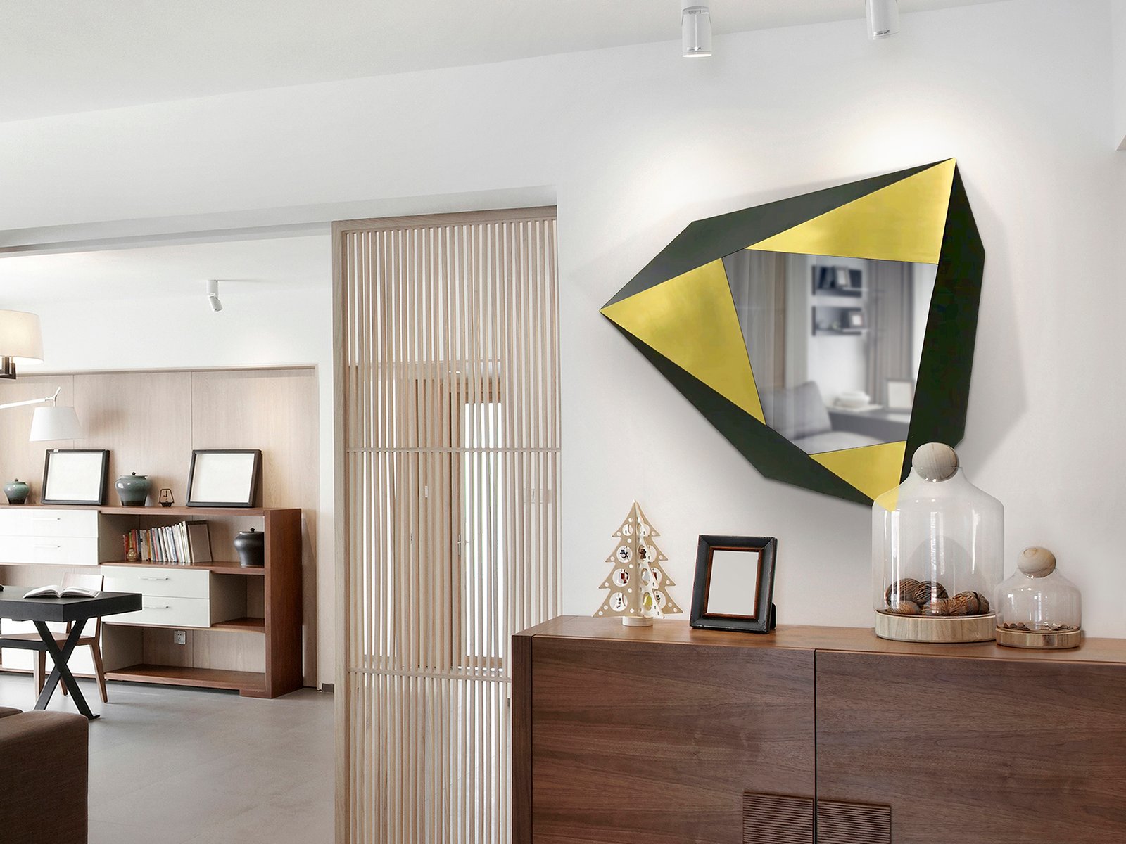 FACETAS-ESPEJO ACERO ORO/NEGRO - Imagen 2