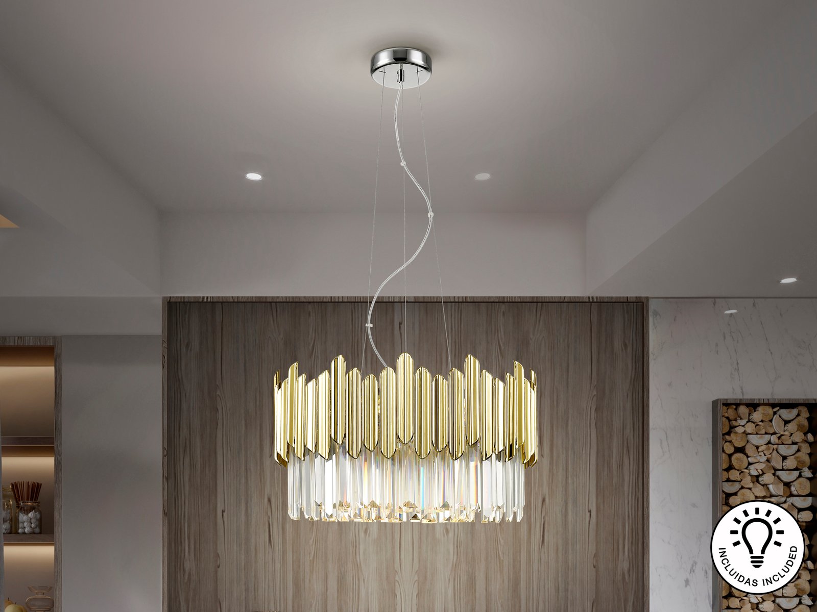 TIARA- LAMPARA 6L CROMO-ORO