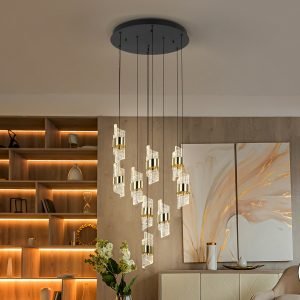 ILIADA- LAMPARA 9L NEGRO-ORO D50