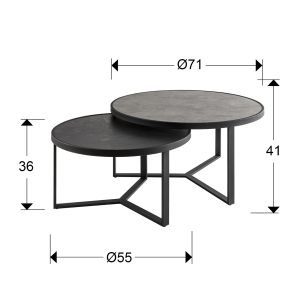 NAIRA-SET MESAS PEQUEÑA- GRIS-NEGRO