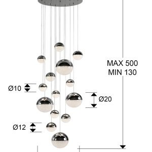 SPHERE-LAMP 14L CROMO D60 H500 DIMABLE