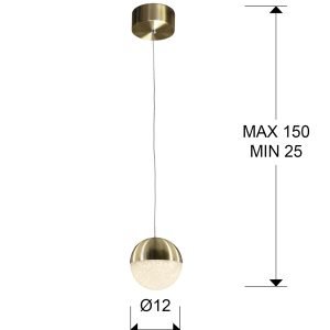 LAMPARA 1L LED ·SPHERE· Ø12 LATON