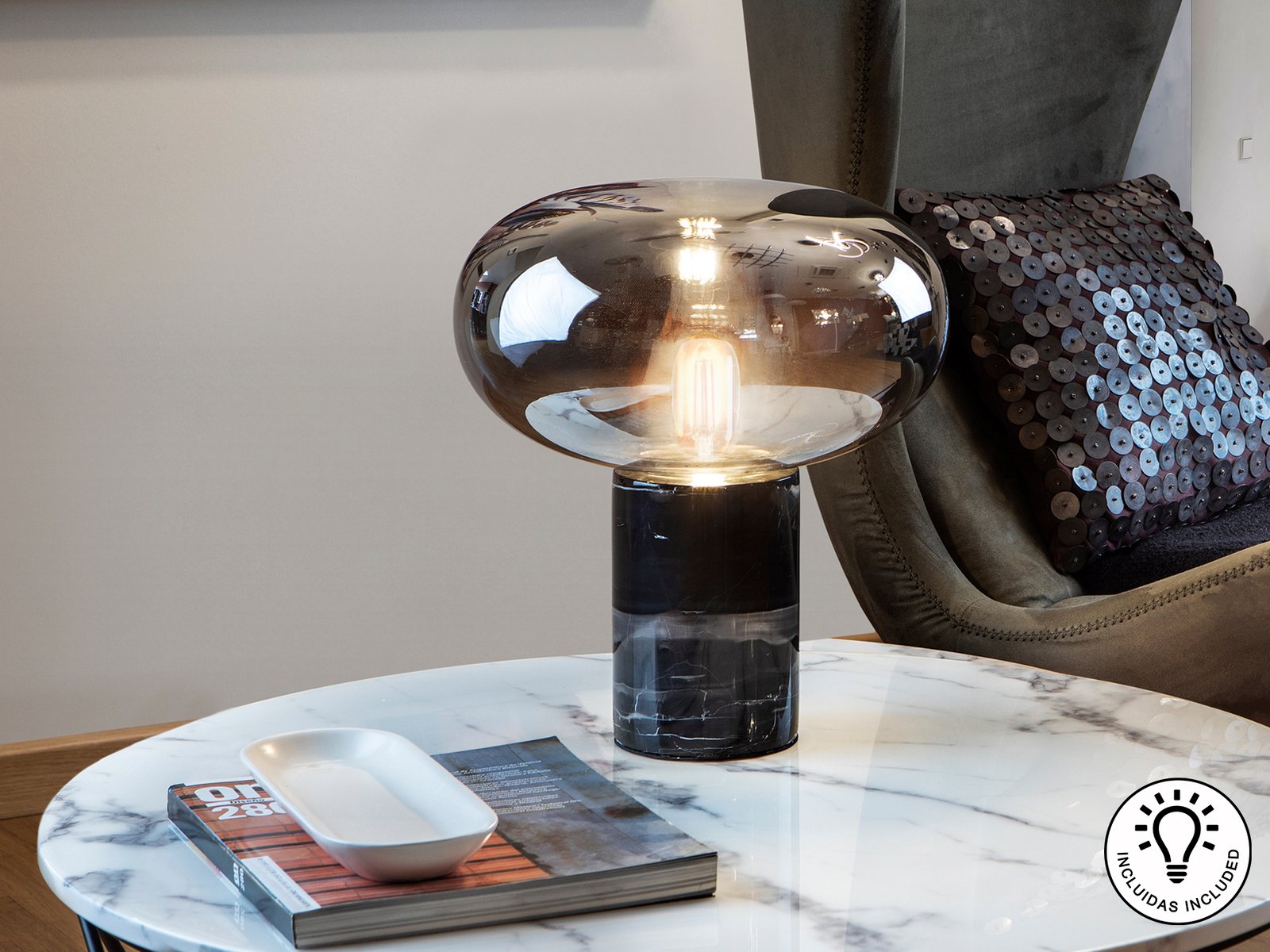 FUNGI-SOBREMESA MARMOL NEGRO UK