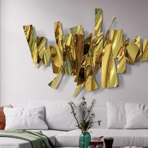 FRACTURE-ESCULTURA PARED ACERO DORADO