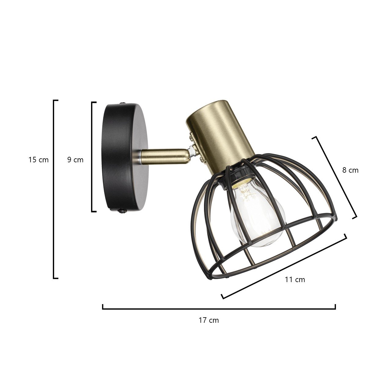 APLIQUE 1L BERMEO NEGRO MATE 1 X 40W E-14 - Imagen 2