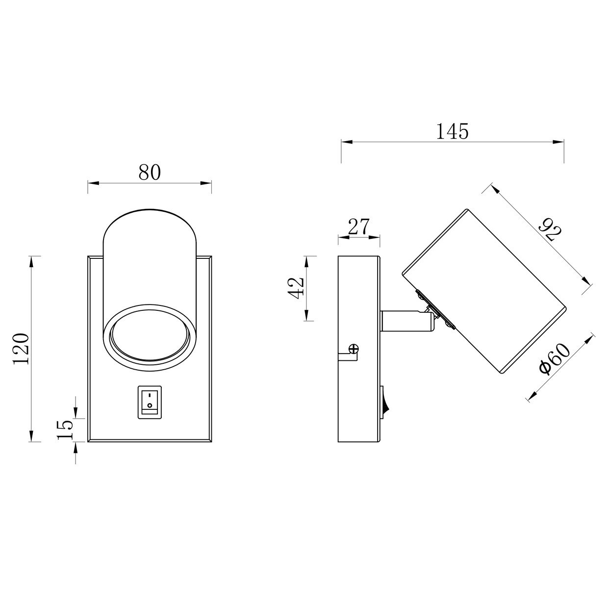 APLIQUE 1L PAROS NEGRO-CUERO 1 X 10W GU-10 - Imagen 5