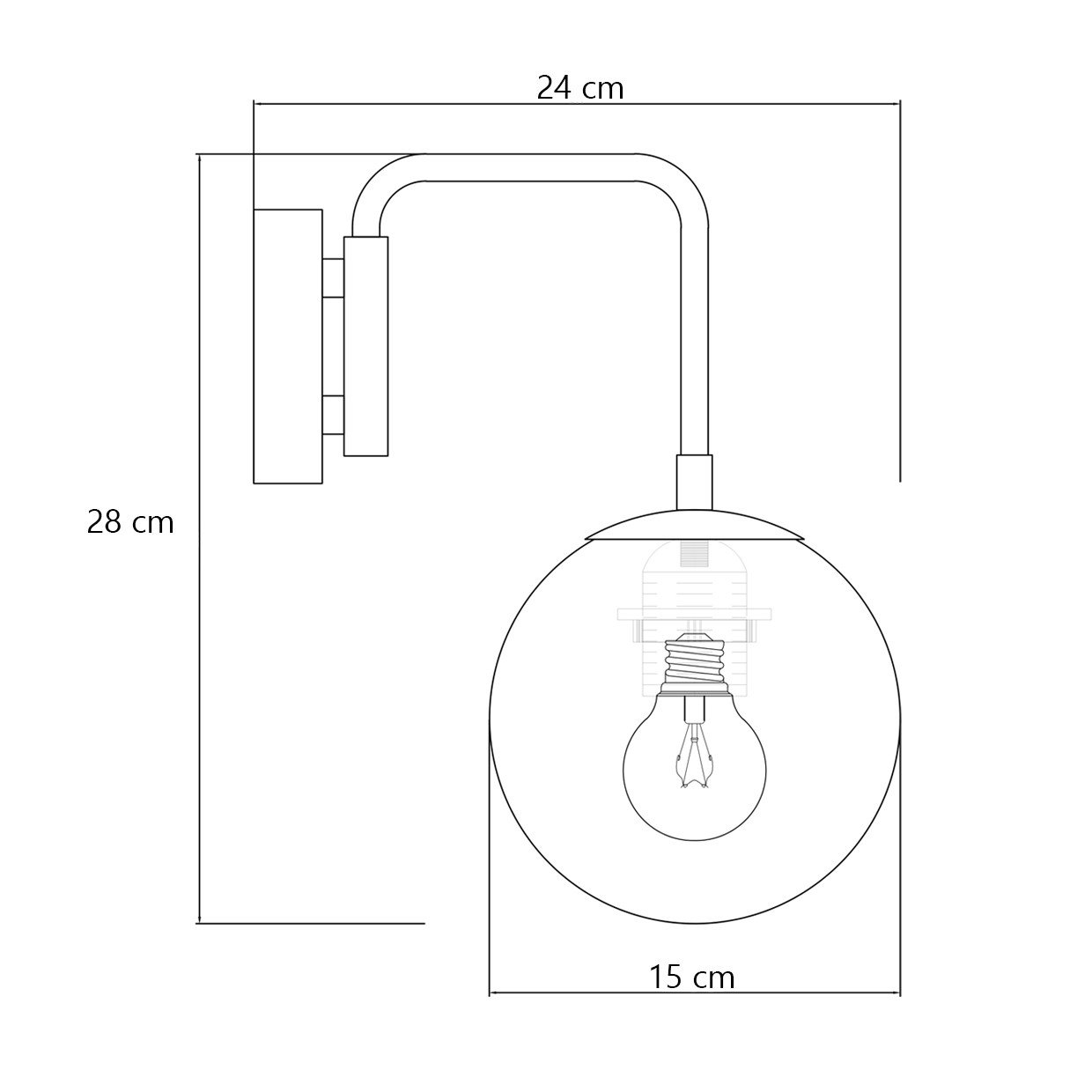 APLIQUE LEBON NEGRO OPAL 1 X 60W E-27 - Imagen 3