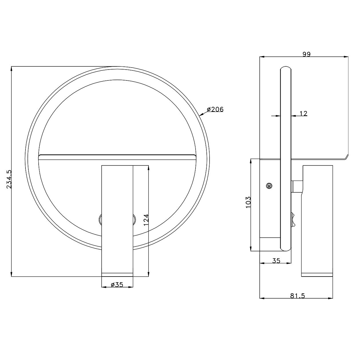 APLIQUE LED PALMER NEGRO LED 8W 470LM 3000K - Imagen 3
