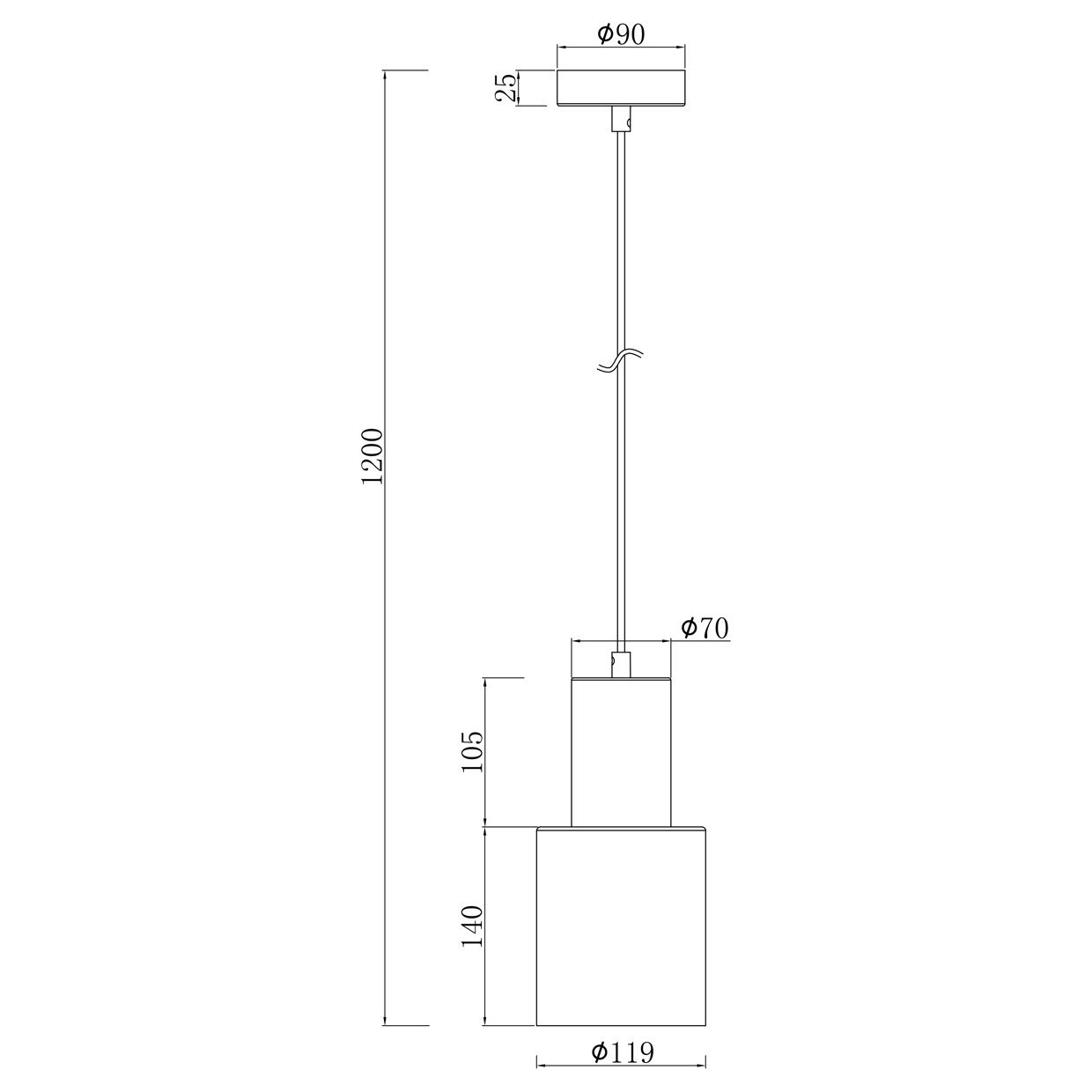 COLGANTE 1L MAENA NEGRO-LATÓN 1 X 60W E-27 - Imagen 3