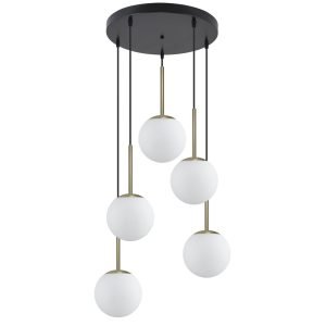 COLGANTE 5L. PIPPA LATÓN-NEGRO 5 X 40W E-14