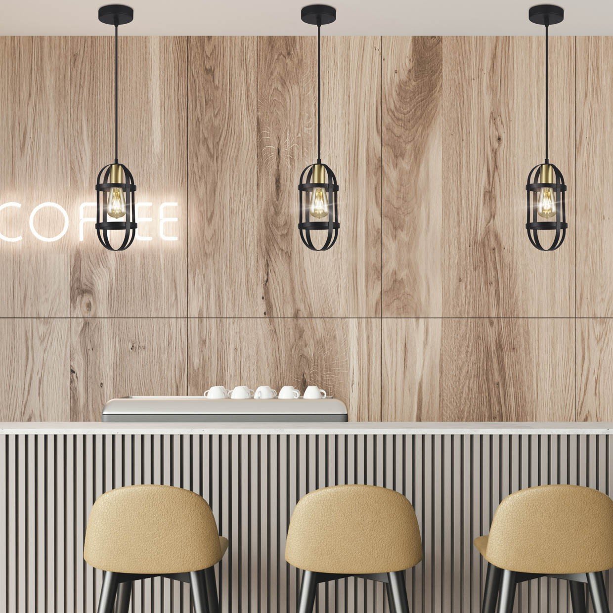 COLGANTE KARAN NEGRO-CUERO 1 X 60W E-27 - Imagen 4