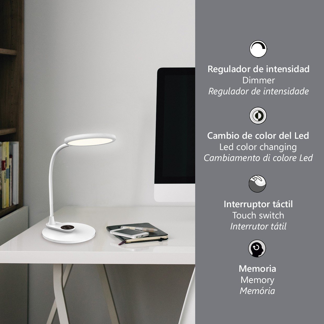 FLEXO LED EDGAR BLANCO LED 9W 530LM 3000-3800-5700K - Imagen 3