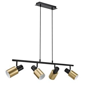 LAMPARA 4L MAENA NEGRO-LATÓN 4 X 60W E-27