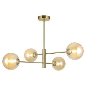 LAMPARA 4L.GALAXIA LATÓN AMBAR 4 X 28W G-9