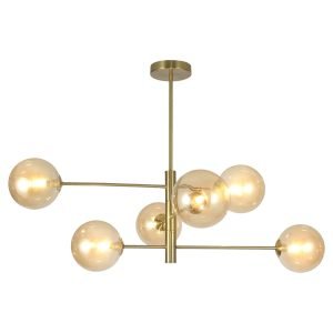 LAMPARA 6L.GALAXIA LATÓN AMBAR 6 X 28W G-9