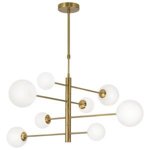 LAMPARA 8L COSMICA LATÓN OPAL 8 X 28W G-9