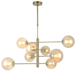 LAMPARA 8L GALAXIA LATÓN AMBAR 8 X 28W G-9