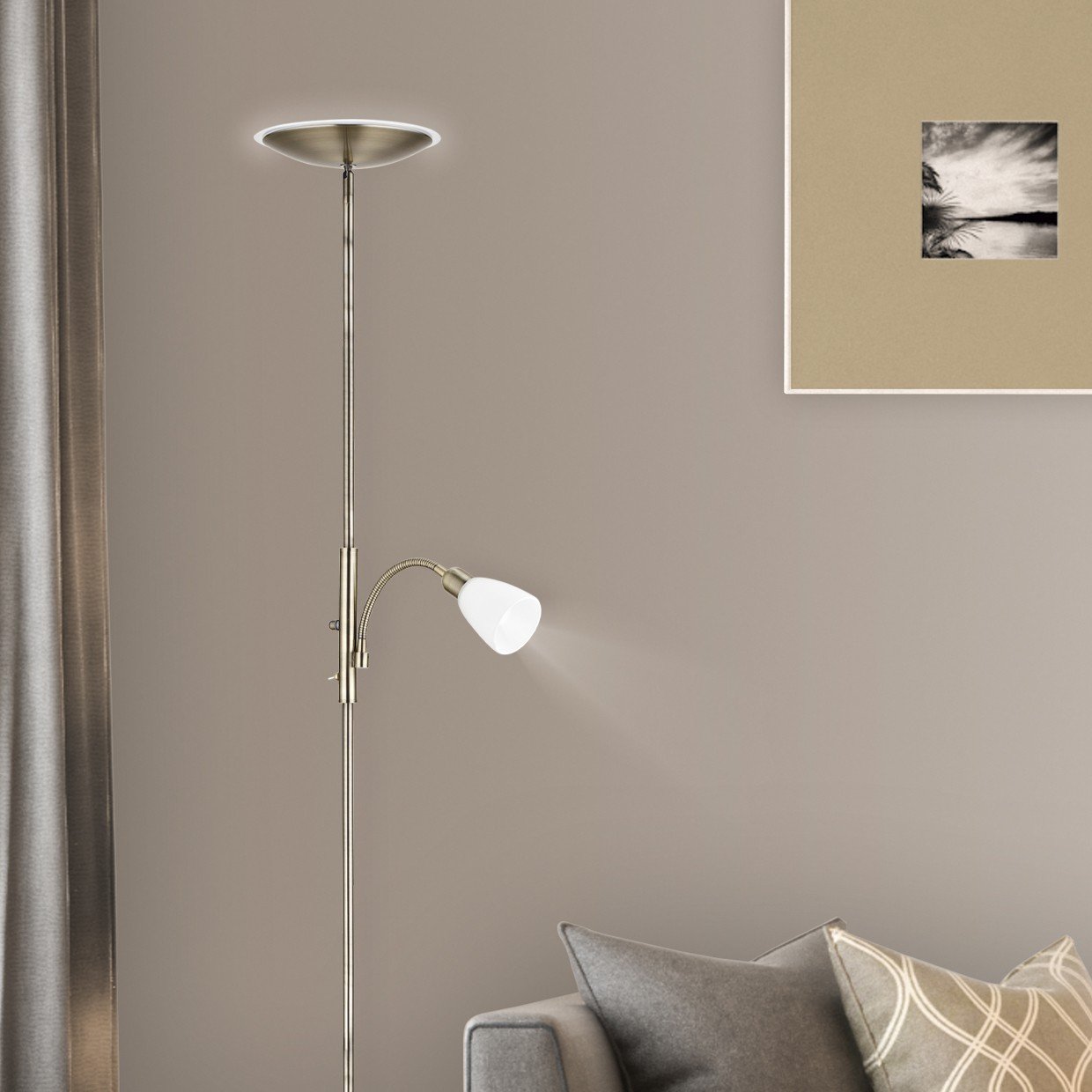 PIE SALON ATOS CUERO LED 18W 4000K + 1 X 40W E-14 - Imagen 2