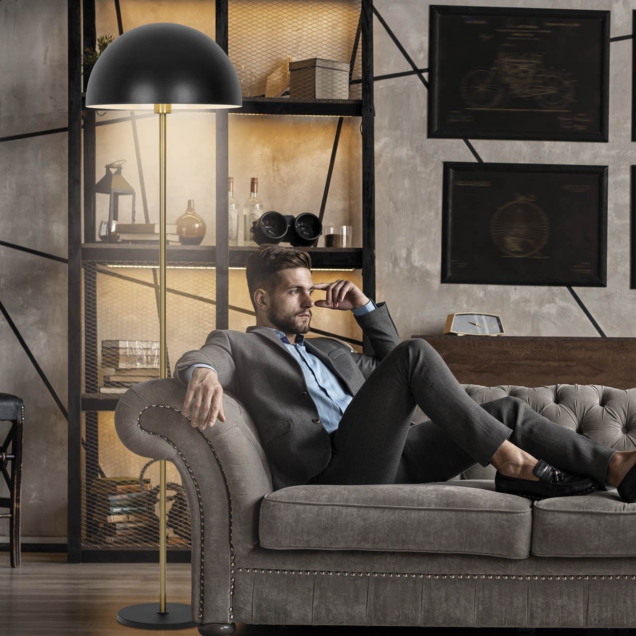 PIE SALON MARNAU 1L NEGRO 1 X 60W E-27 - Imagen 2