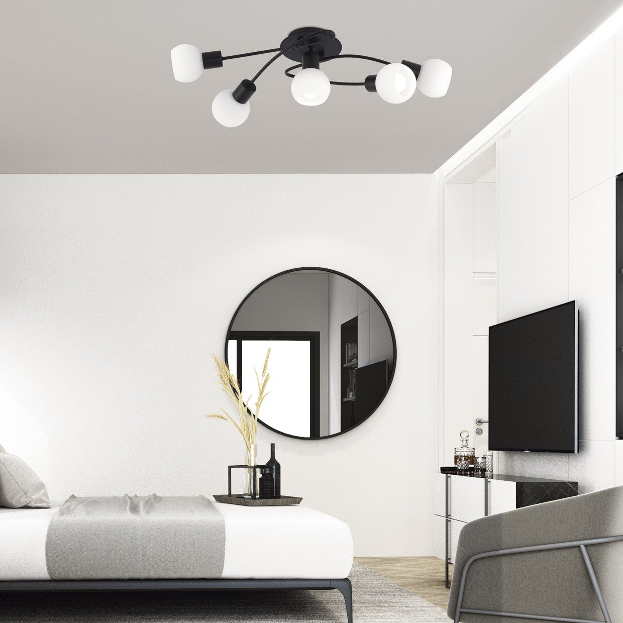 PLAFON 5L OPAL NEGRO MATE 5 X 40W E-14 - Imagen 2