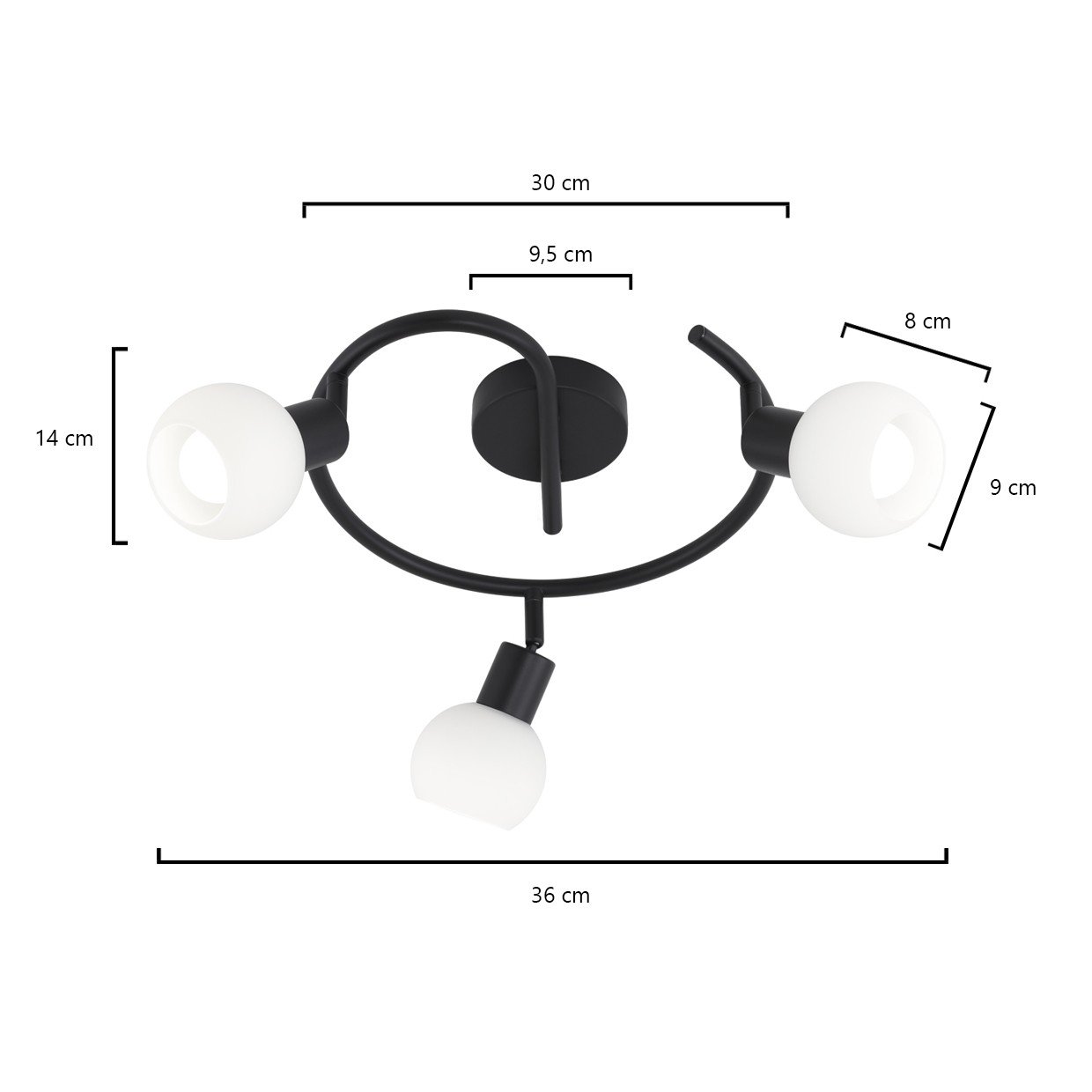 REDONDO 3L OPAL NEGRO MATE 3 X 40W E-14 - Imagen 6