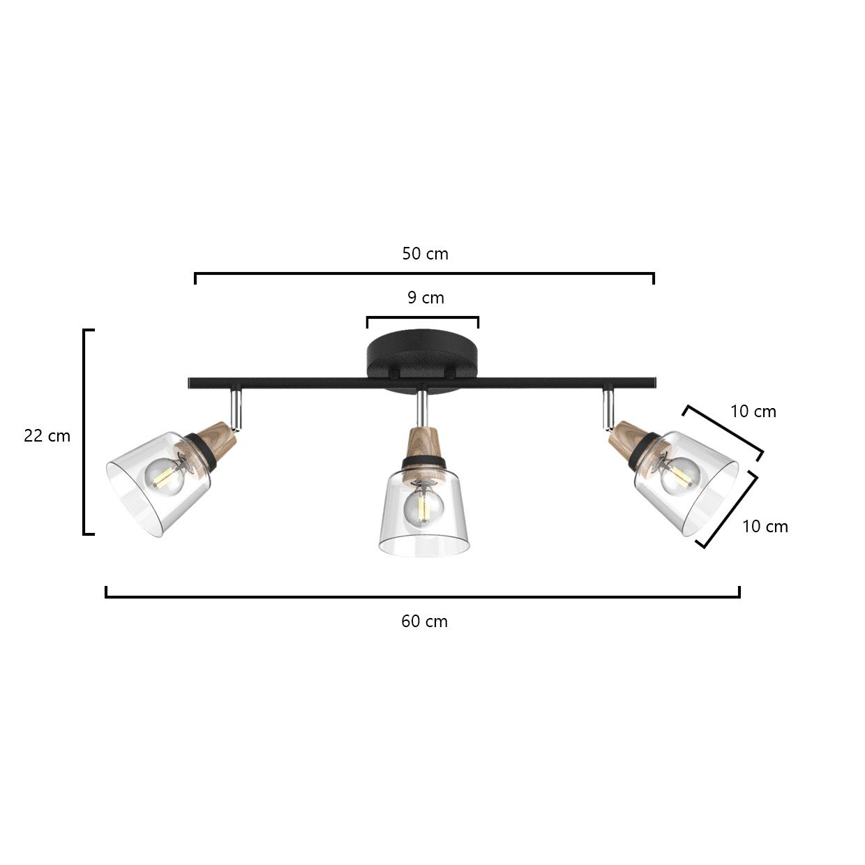 REGLETA 3L INDIGO NEGRO-MADERA 3 X 40W E-14 - Imagen 5