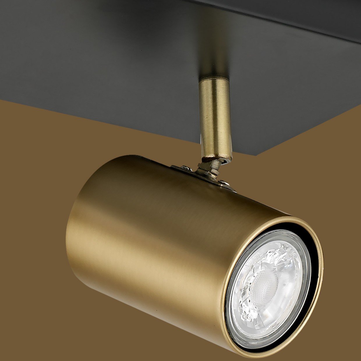 REGLETA 3L PAROS NEGRO-CUERO 3 X 10W GU-10 - Imagen 2