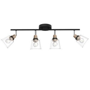 REGLETA 4L INDIGO NEGRO-MADERA 4 X 40W E-14