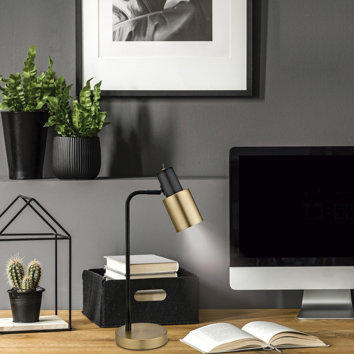 SOBREMESA 1L MAENA NEGRO-LATON 1 X 40W E-14 - Imagen 4