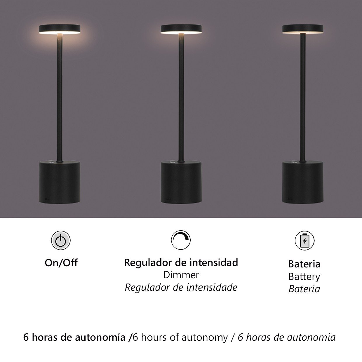 SOBREMESA FREYA NEGRO LED 3W 20-30LM 3000K - Imagen 5