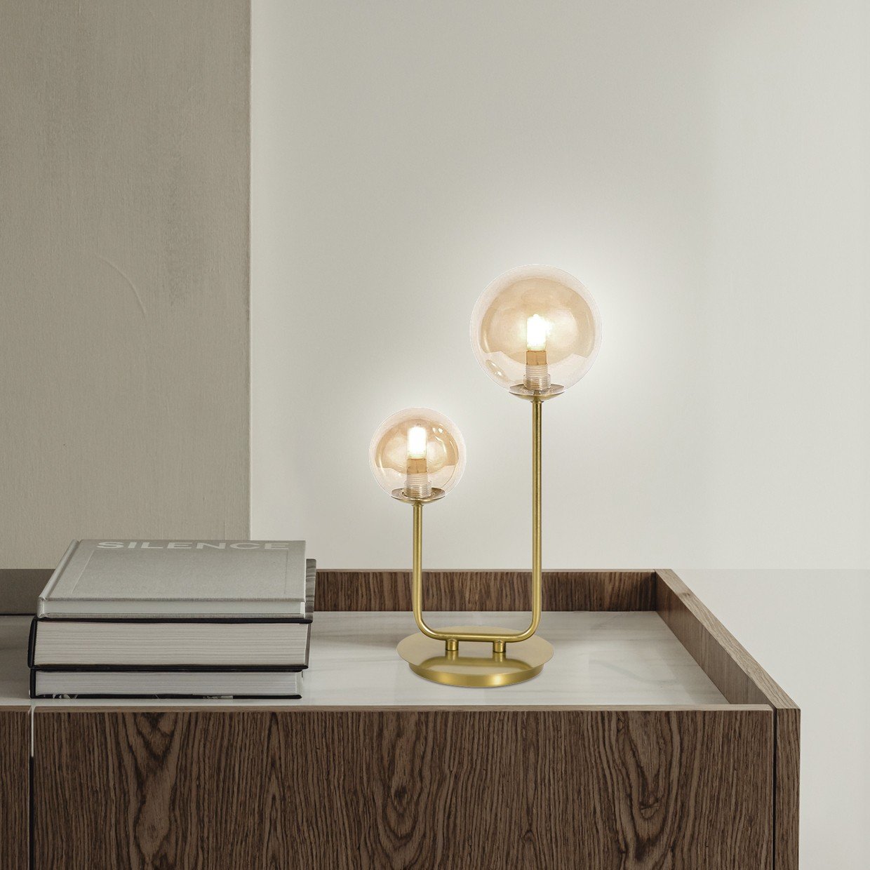 SOBREMESA GALAXIA LATÓN AMBAR 2 X 28W G-9 - Imagen 2