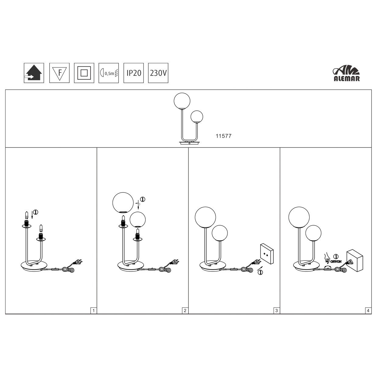 SOBREMESA GALAXIA LATÓN AMBAR 2 X 28W G-9 - Imagen 3
