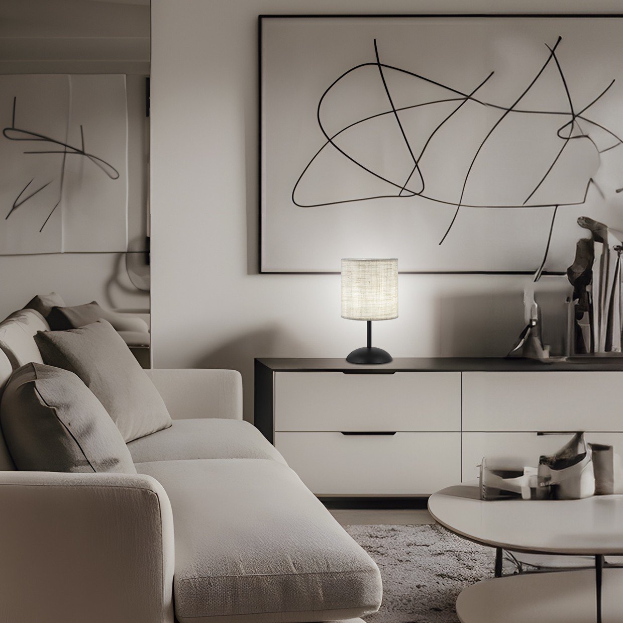 SOBREMESA LARINO LINO TOSTADO 1 X 60W E-27 - Imagen 2