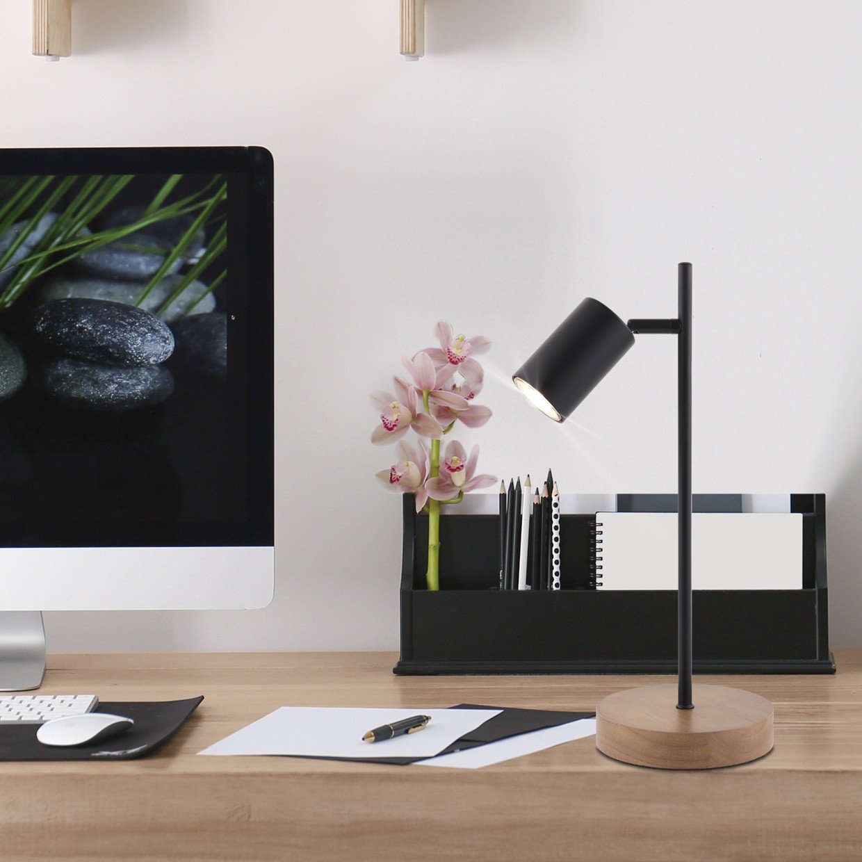 SOBREMESA PIREO NEGRO-MADERA 1 X 50W GU-10 - Imagen 6