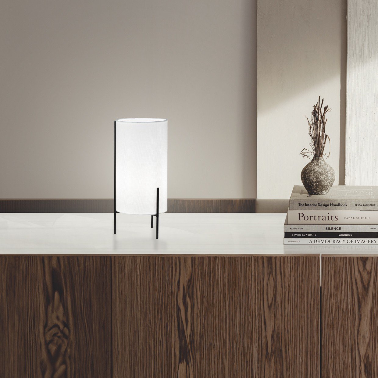 SOBREMESA VIRGIL BLANCO/NEGRO 1 X 40W E-14 - Imagen 2