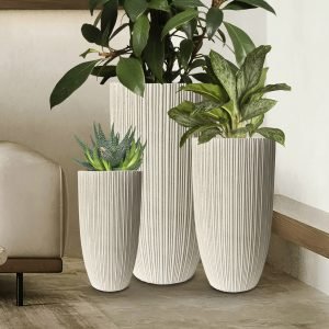 TERRAS II- SET 3 MACETEROS- BEIGE