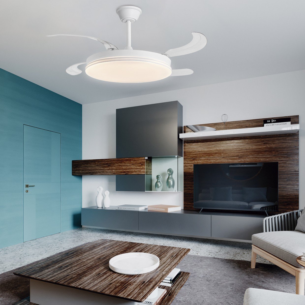 VENTILADOR ECOS BLANCO 50CMS 4 PALAS LED 72W - Imagen 2