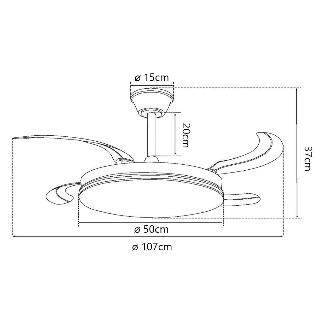 VENTILADOR ECOS BLANCO 50CMS 4 PALAS LED 72W - Imagen 5
